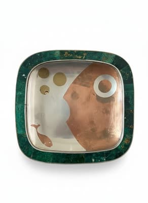 Los Castillos malachite and mixed metal dish